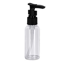 Flacon de voyage 50ml plastique + pompe finition noire Transparent - TENDANCE