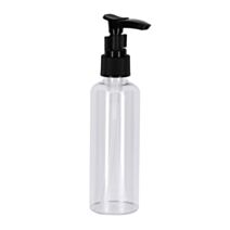 Flacon de voyage 100ml plastique + pompe noire transparent - TENDANCE