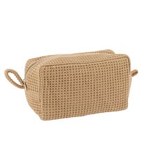 Trousse maquillage coton nid d'abeille caramel 11cm - TENDANCE