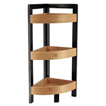 Meuble d'angle 3 étagères Bambou finition noir 61x23x23cm - TENDANCE