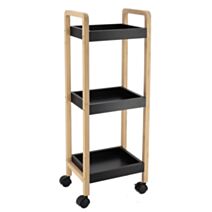 Desserte 3 étagères Bambou/MDF Noir 79x21x21cm - TENDANCE