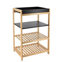 Meuble étagère bambou MDF 70x43x33cm noir - TENDANCE