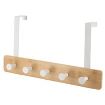 Patère 5 crochets Bambou Métal Blanc 37x9x20cm - TENDANCE