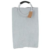 Panière à linge pliable velours côtelé 55L taupe - TENDANCE