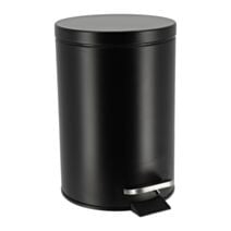 Poubelle ronde Acier inoxydable Noir 23x25cm - TENDANCE