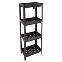 Meuble de rangement 4 niveaux plastique noir 100x23cm - TENDANCE