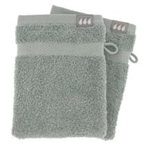 2 gants de toilette 15x21cm 100% coton vert eucalyptus - TENDANCE