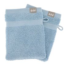 2 gants de toilette 15x21cm 100% coton bleu clair - TENDANCE