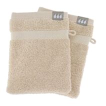 2 gants de toilette 15x21cm 100% coton beige - TENDANCE