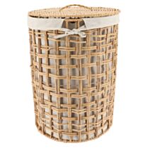 Panier à linge Papier ajouré Tressé 40x56cm Naturel/Tissu lin - TENDANCE