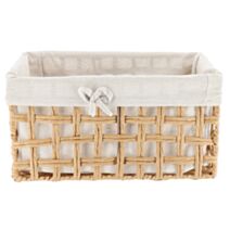 Panier à linge Papier tressé rectangulaire 40x23x19cm Naturel tissu lin - TENDANCE