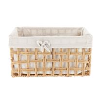 Panier à linge Papier tressé Naturel Tissu lin 35x20x18cm - TENDANCE