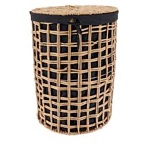 Panier à linge Papier tressé Naturel 40x56cm Noir - TENDANCE