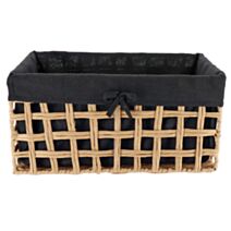 Panier à linge Papier tressé rectangulaire 40x23x19cm Naturel/Tissu noir - TENDANCE