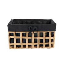 Panier à linge Papier tressé rectangulaire 30x15x16cm Naturel/Noir - TENDANCE