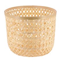 Panière à linge ronde bambou 28 x 23 cm - TENDANCE