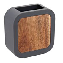 Gobelet carré Rubber/acacia Gris 5cm - TENDANCE