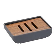 Porte-savon rectangulaire Rubber/Acacia Gris 8cm - TENDANCE