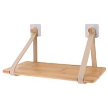 Étagère bambou lanières simili cuir beige 20x20x20cm - TENDANCE