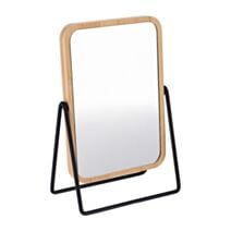 Miroir rectangulaire grossissant bambou 22x14x8cm naturel - TENDANCE