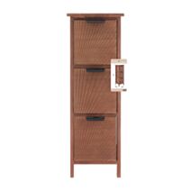 Meuble bas paulownia MDF peuplier 3 tiroirs gravés et poignées métal sonora 77x25x25cm marron - TENDANCE