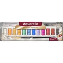 Boîte de 12 godets et pinceau aquarelle fine couleurs métallisées - AMT