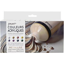 Set d'initiation peinture acrylique métallisée 8 x 22  mL - AMT