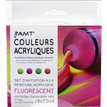 Set d'initiation peinture acrylique fluo 4 x 22 mL - AMT