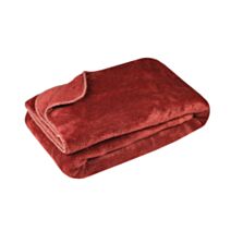 Plaid Câlin uni 130 x 160 cm rouge grenache - LOVELY CASA