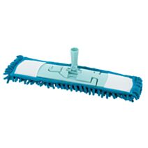 Tête de balai plate avec housse dépoussiérante microfibre bleu canard/aqua - TENDANCE