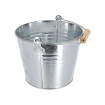 Seau acier galvanisé avec poignée bois 7L gris métallisé - TENDANCE