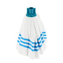Tête de balai ronde tissu microfibre à rayures Ø7xH25cm bleu canard - TENDANCE