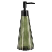 Distributeur à savon verre forme conique 300ml vert olive translucide - TENDANCE