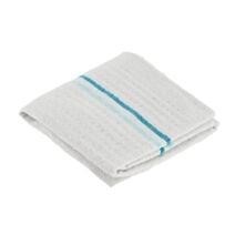 Serpillière coton recyclé 50x100cm blanc/bleu - TENDANCE