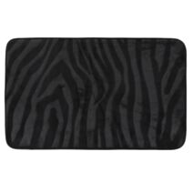Tapis de salle de bains mémoire de forme effet zèbre 45x75cm noir - TENDANCE