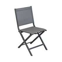 Chaise de jardin pliante alu + toile Thema gris - PROLOISIRS