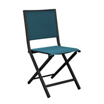 Chaise pliante Ida aluminium 89x45x58cm graphite/gris bleu - PROLOISIRS