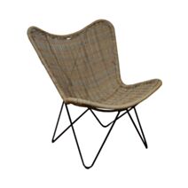 Chaise Papillon Relax acier wicker 86x97cm naturel gris - PROLOISIRS