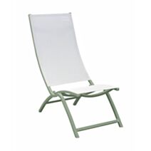 Chaise Summer Lounge pliant aluminium amande/blanc 50x50cm - PROLOISIRS