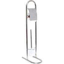 Brosse et dérouleur papier WC acier inoxydable chrome 80x17,5cm - TENDANCE