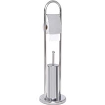 Brosse et dérouleur papier WC acier inoxydable chrome 80cm - TENDANCE
