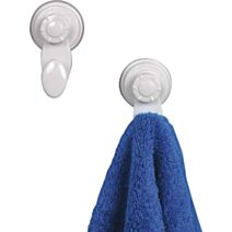 Set de 2 crochets sur ventouses 8,8x4,2cm blanc - TENDANCE