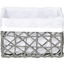 Panier en papier gris/tissu crème moyen - TENDANCE