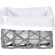 Panier en papier gris/tissu crème petit - TENDANCE