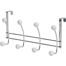 Patère métal 8 crochets céramique chrome/blanc - TENDANCE