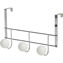 Patère métal 3 boules resine blanche gros diamètre chrome/blanc - TENDANCE
