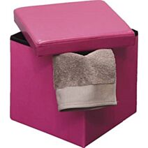 Pouf de rangement pliable MDF uni fuchsia - TENDANCE