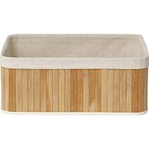 Corbeille rectangulaire grand modèle bambou - bambou / tissu lin