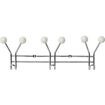 Patère métal 3 crochets à fixer décoration resine chrome/blanc - TENDANCE