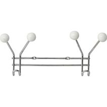 Patère métal 2 crochets à fixer décoration resine blanche chrome/blanc - TENDANCE
